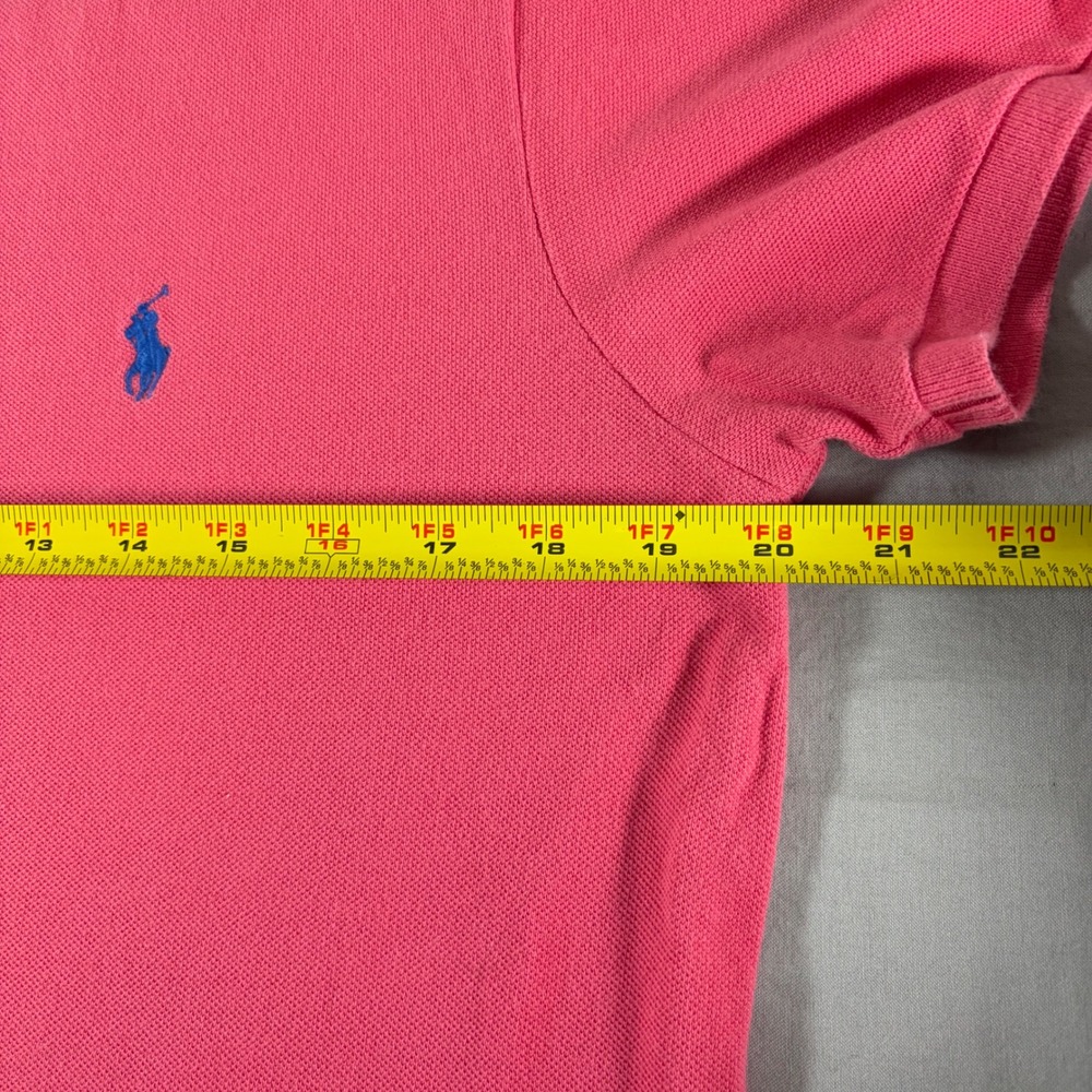 Ralph Lauren Classic Fit Pink Polo Shirt Short Sleeve Cotton Mesh Womens Large - Picture 7 of 9